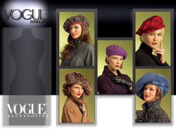 8528 VOG CHIC BERET, NEWSBOY VISOR,  SHAPED HATS PATTERN XS-LG